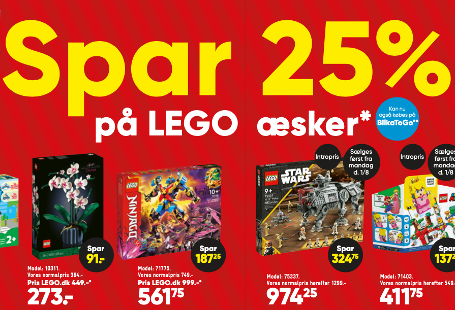 Bilka: Spar 25% på LEGO-æsker