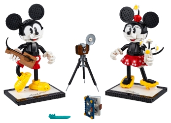 Bygbare Mickey Mouse og Minnie Mouse-figurer