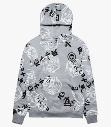 HYPE x LEGO NINJAGO grå Just Hype pullover-hoodie med ansigter til voksne