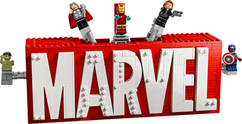 MARVEL-logo og minifigurer