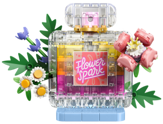 Blomsterpynt: Parfumeflaske