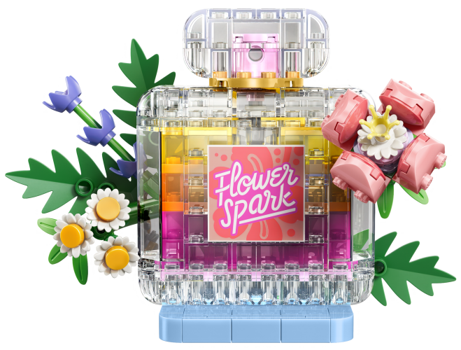 Blomsterpynt: Parfumeflaske