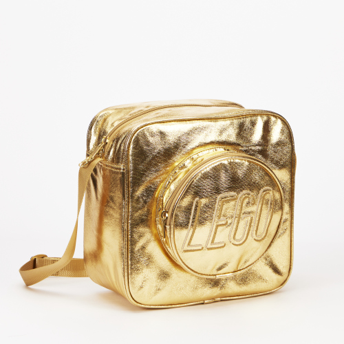 Lille klods-skuldertaske - guld