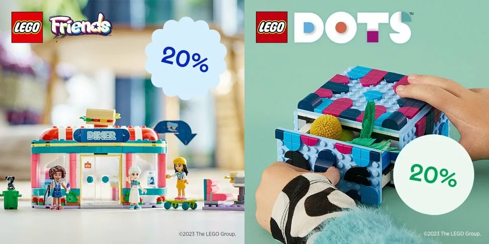Spar 20% på LEGO Friends og LEGO Dots hos Jollyroom med rabatkode.